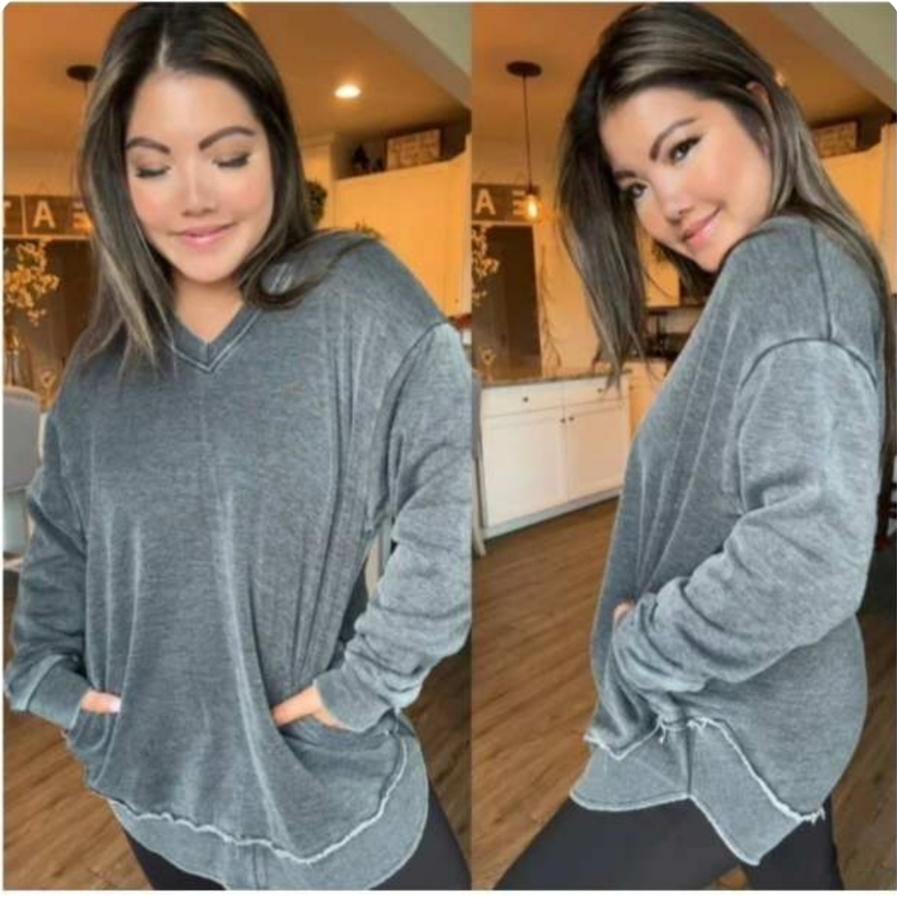 Cozy Gray V-Neck Sweater